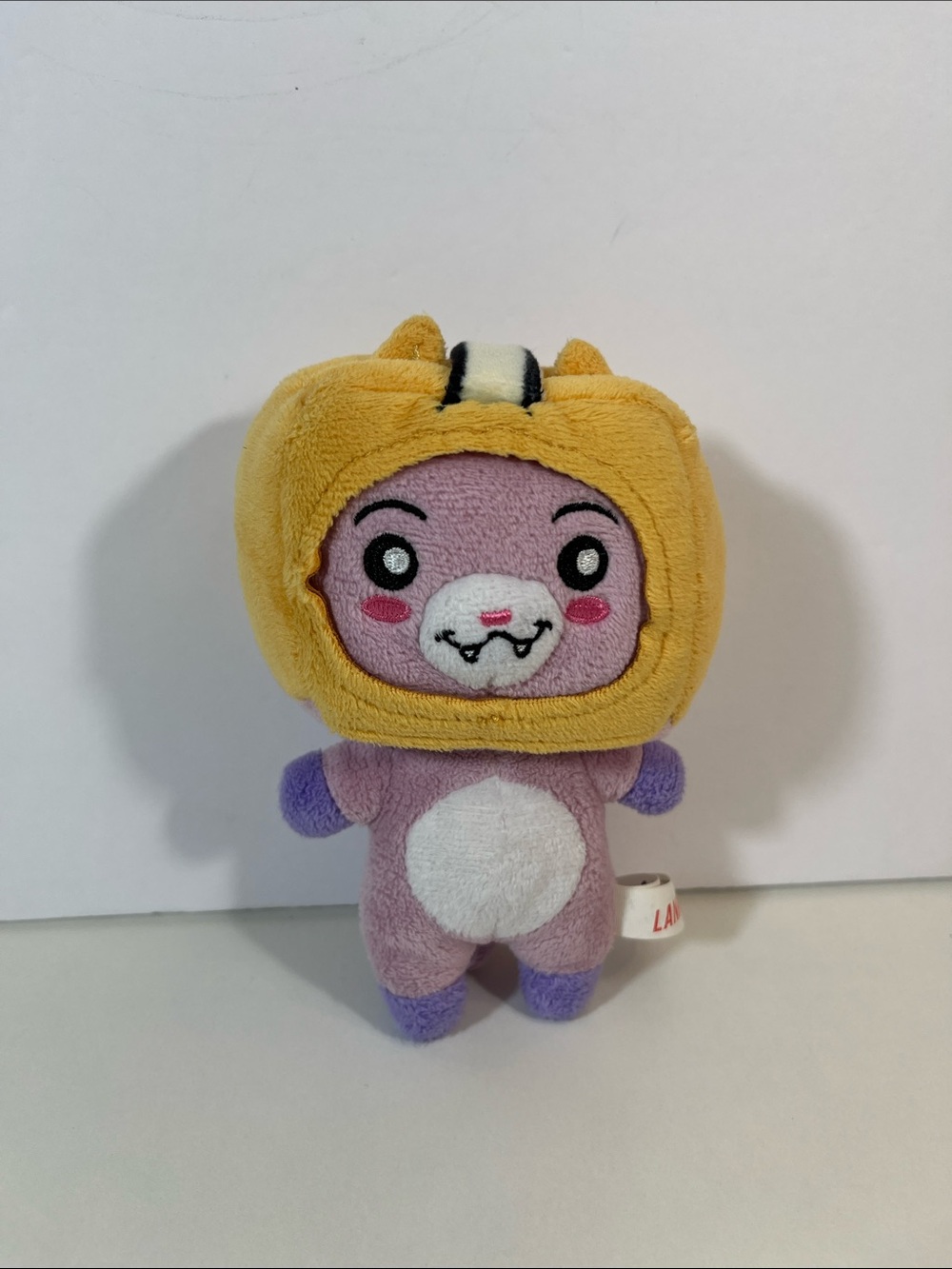 LankyBox Cute Foxy Purple Plush Character with Yellow Helmet
